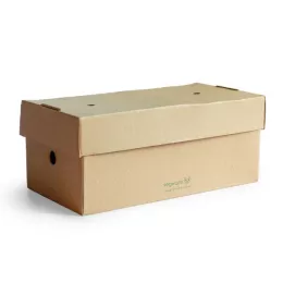 Large Premium Burger Box 244x122x102mm carton Kraft brun Compostable